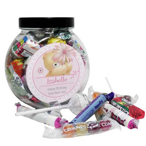 Personalised Forever Friends Big Flower 250g Sweet Jar £8.99